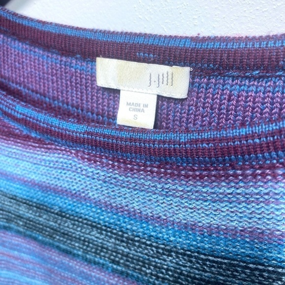 J.jill Sweater Top Women's Size S Purple/Blue Ombre Striped Wool Blend Warm Cozy - Picture 5 of 12